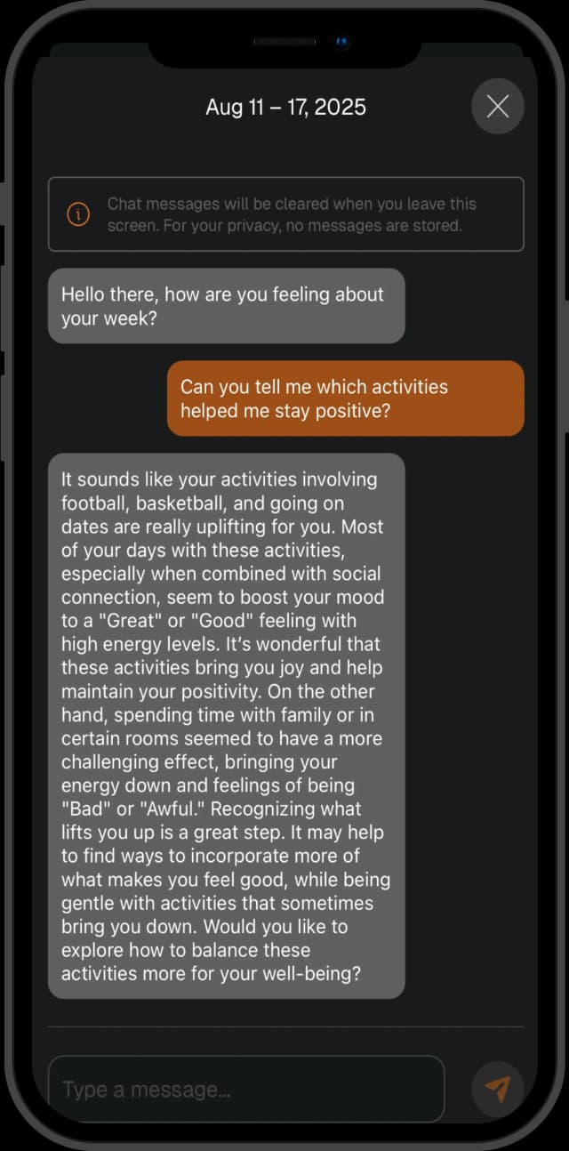 Personalized AI chat insights screen